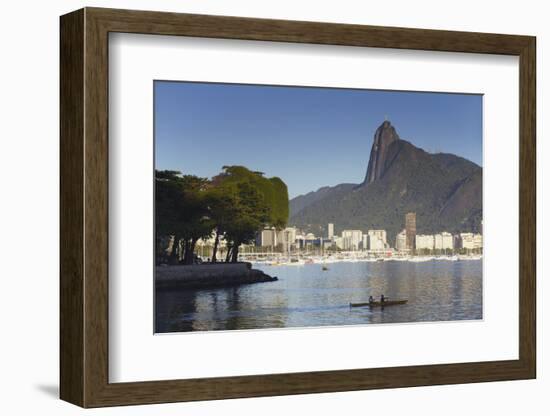 Christ the Redeemer Statue Atop Corvocado and Botafogo Bay, Rio de Janeiro, Brazil, South America-Ian Trower-Framed Photographic Print