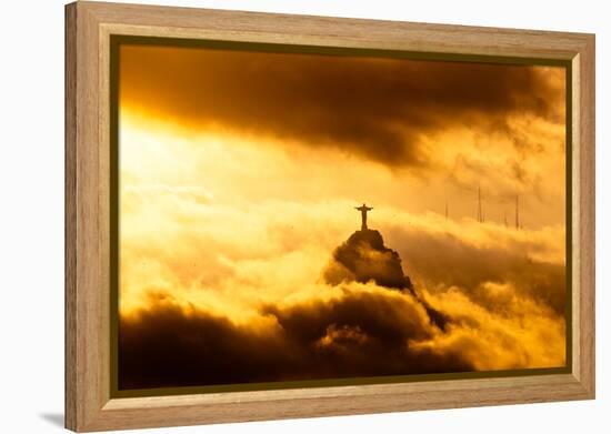 Christ the Redeemer Statue in Clouds on Sunset-dabldy-Framed Premier Image Canvas