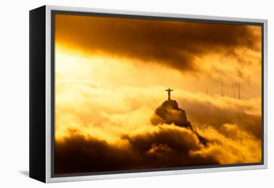 Christ the Redeemer Statue in Clouds on Sunset-dabldy-Framed Premier Image Canvas