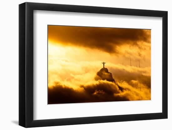 Christ the Redeemer Statue in Clouds on Sunset-dabldy-Framed Photographic Print