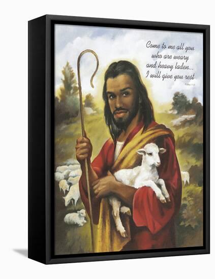 Christ the Shepherd-Bev Lopez-Framed Stretched Canvas