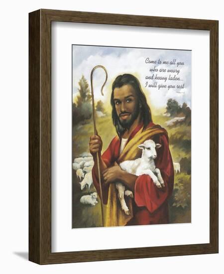 Christ the Shepherd-Bev Lopez-Framed Art Print