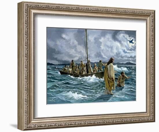 Christ Walking on the Sea of Galilee-null-Framed Premium Giclee Print