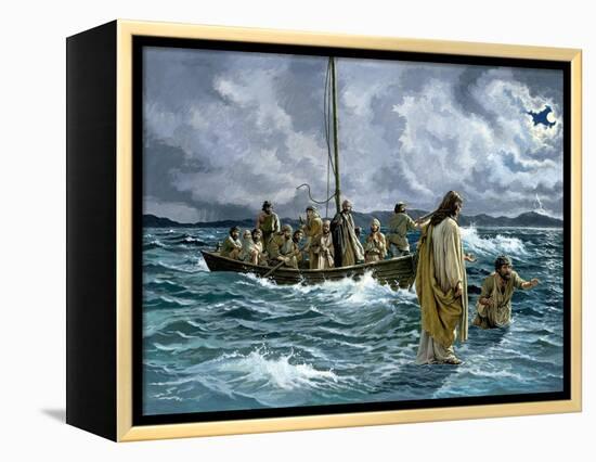 Christ Walking on the Sea of Galilee-null-Framed Premier Image Canvas