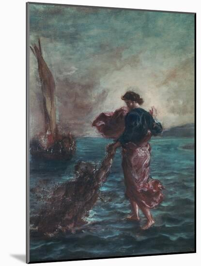 Christ Walking on Water and Reaching Out His Hand to Save Saint Peter-Eugene Delacroix-Mounted Giclee Print