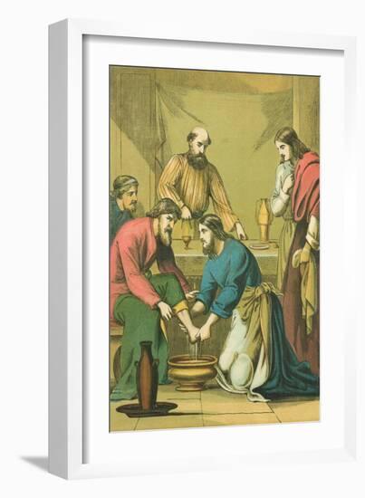 Christ Washing His Disciples' Feet-English School-Framed Giclee Print