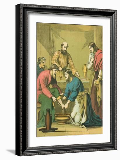 Christ Washing His Disciples' Feet-English School-Framed Giclee Print