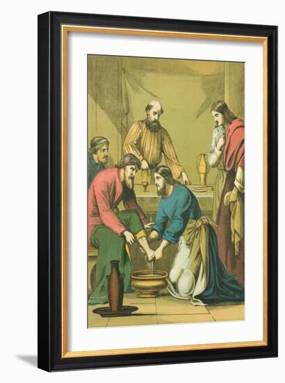 Christ Washing His Disciples' Feet-English School-Framed Giclee Print