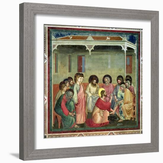 Christ Washing the Disciples' Feet, c.1305 (Post Restoration)-Giotto di Bondone-Framed Giclee Print