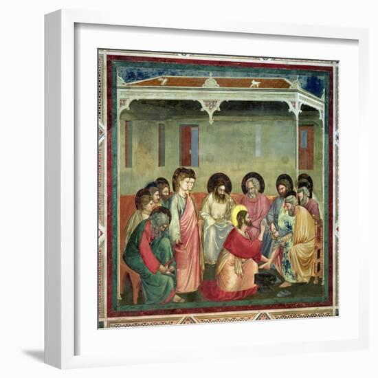 Christ Washing the Disciples' Feet, c.1305 (Post Restoration)-Giotto di Bondone-Framed Giclee Print