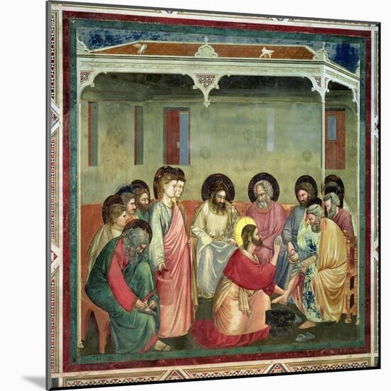 Christ Washing the Disciples' Feet, c.1305 (Post Restoration)-Giotto di Bondone-Mounted Giclee Print