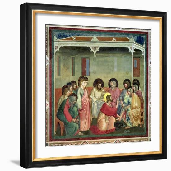 Christ Washing the Disciples' Feet, c.1305 (Post Restoration)-Giotto di Bondone-Framed Giclee Print