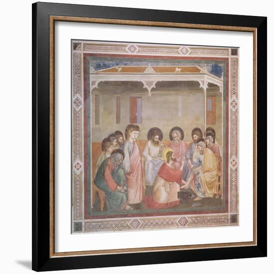 Christ Washing the Disciples' Feet, circa 1305 (Pre-Restoration)-Giotto di Bondone-Framed Giclee Print