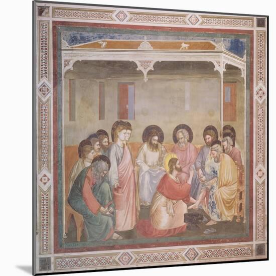 Christ Washing the Disciples' Feet, circa 1305 (Pre-Restoration)-Giotto di Bondone-Mounted Giclee Print