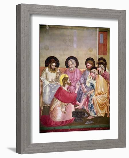 Christ Washing the Disciples' Feet, Detail of Christ and Six Disciples, C.1303-05-Giotto di Bondone-Framed Giclee Print