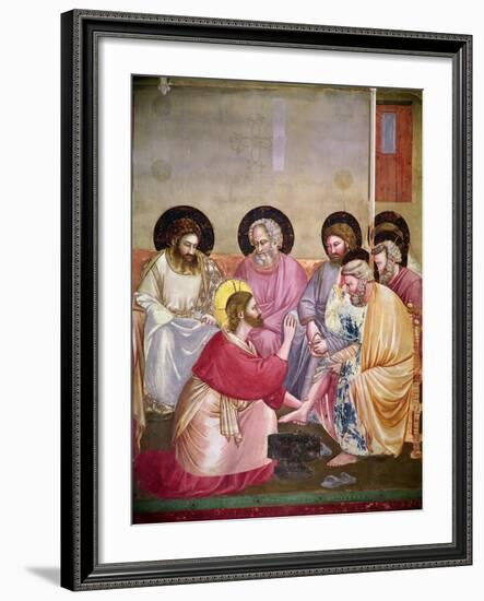 Christ Washing the Disciples' Feet, Detail of Christ and Six Disciples, C.1303-05-Giotto di Bondone-Framed Giclee Print