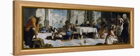 Christ Washing the Feet of the Disciples, 1548-Jacopo Tintoretto-Framed Premier Image Canvas