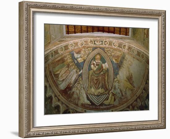 Christ with Angels and Saints, Evangelists, Doctors and Stories of St Eustace, 1351-Vitale da Bologna-Framed Giclee Print