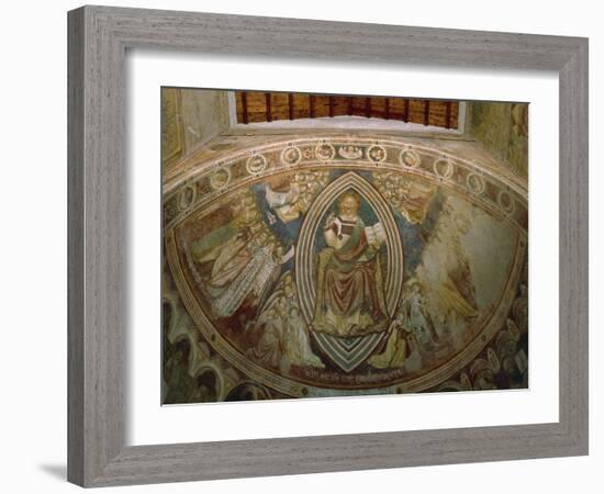 Christ with Angels and Saints, Evangelists, Doctors and Stories of St Eustace, 1351-Vitale da Bologna-Framed Giclee Print