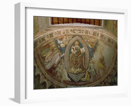 Christ with Angels and Saints, Evangelists, Doctors and Stories of St Eustace, 1351-Vitale da Bologna-Framed Giclee Print
