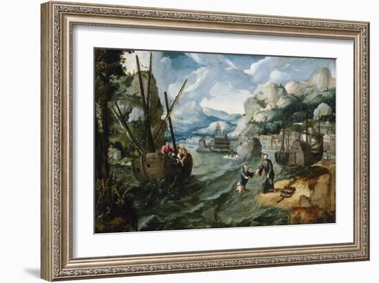 Christ with Saint Peter and the Disciples on the Sea of Galilee-Lucas Gassel-Framed Giclee Print