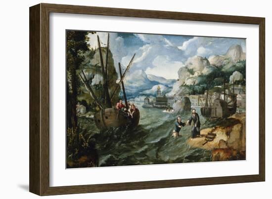 Christ with Saint Peter and the Disciples on the Sea of Galilee-Lucas Gassel-Framed Giclee Print