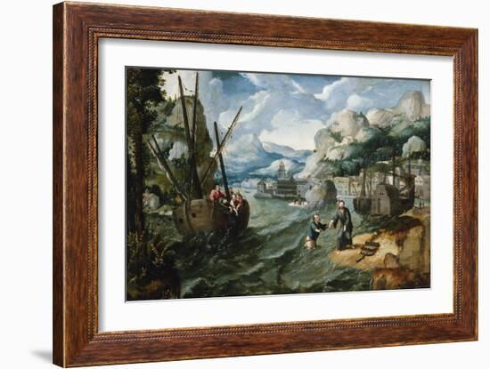 Christ with Saint Peter and the Disciples on the Sea of Galilee-Lucas Gassel-Framed Giclee Print