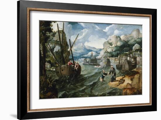 Christ with Saint Peter and the Disciples on the Sea of Galilee-Lucas Gassel-Framed Giclee Print