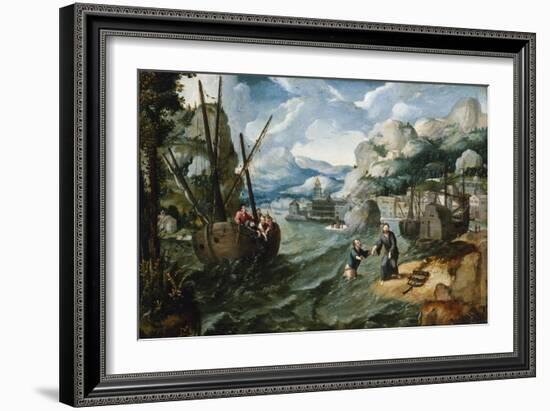 Christ with Saint Peter and the Disciples on the Sea of Galilee-Lucas Gassel-Framed Giclee Print