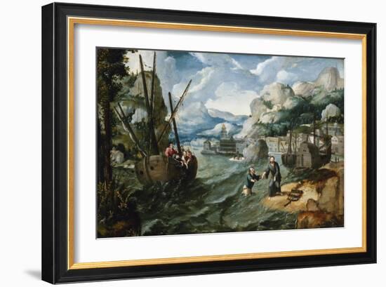 Christ with Saint Peter and the Disciples on the Sea of Galilee-Lucas Gassel-Framed Giclee Print