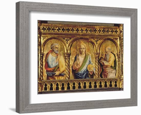 Christ with St. Peter and St. Paul, Detail from the Sant'Emidio Polyptych (Detail)-Carlo Crivelli-Framed Giclee Print