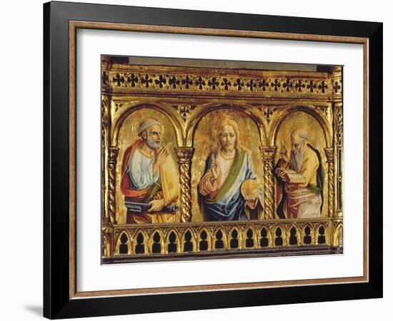 Christ with St. Peter and St. Paul, Detail from the Sant'Emidio Polyptych (Detail)-Carlo Crivelli-Framed Giclee Print