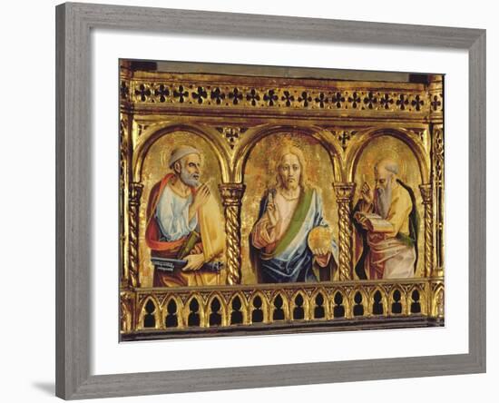 Christ with St. Peter and St. Paul, Detail from the Sant'Emidio Polyptych (Detail)-Carlo Crivelli-Framed Giclee Print