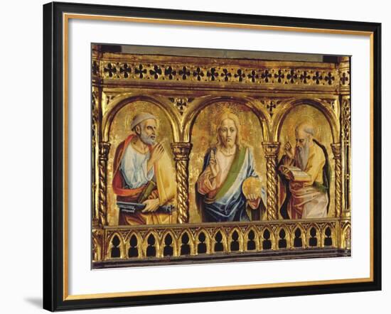 Christ with St. Peter and St. Paul, Detail from the Sant'Emidio Polyptych (Detail)-Carlo Crivelli-Framed Giclee Print