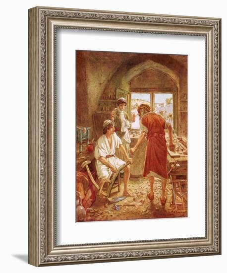 Christ Working with Joseph as a Carpenter-William Brassey Hole-Framed Giclee Print