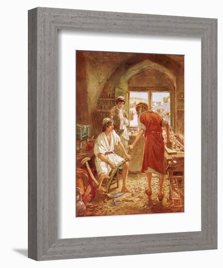 Christ Working with Joseph as a Carpenter-William Brassey Hole-Framed Giclee Print