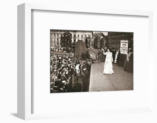 Christabel Pankhurst, British suffragette, addressing a crowd in Trafalgar Square, London, 1908-Unknown-Framed Photographic Print