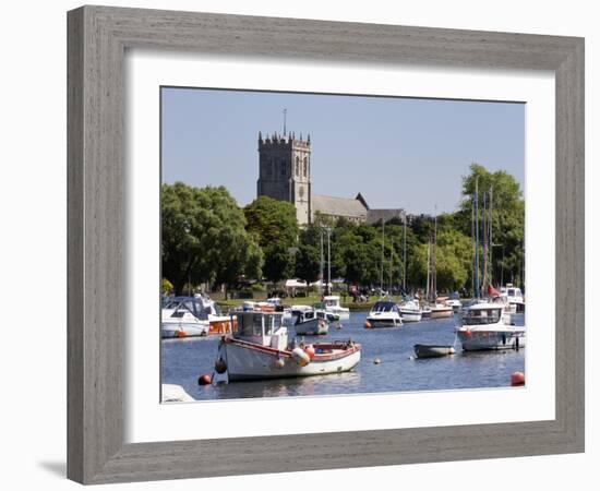 Christchurch Priory and Pleasure Boats on the River Stour, Dorset, England, United Kingdom, Europe-Roy Rainford-Framed Photographic Print