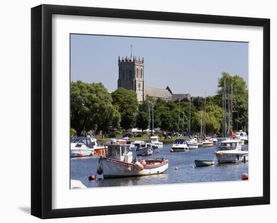 Christchurch Priory and Pleasure Boats on the River Stour, Dorset, England, United Kingdom, Europe-Roy Rainford-Framed Photographic Print