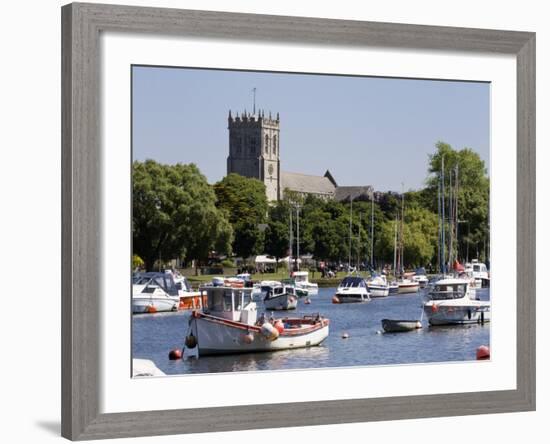 Christchurch Priory and Pleasure Boats on the River Stour, Dorset, England, United Kingdom, Europe-Roy Rainford-Framed Photographic Print