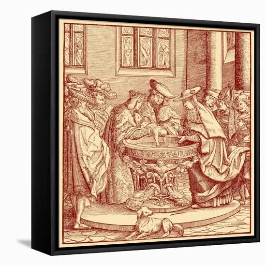 Christening of Maximilian I-Hans Burgkmair-Framed Premier Image Canvas