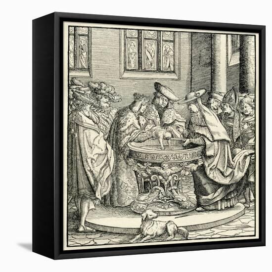 Christening of Maximilian I-Hans Burgkmair-Framed Premier Image Canvas