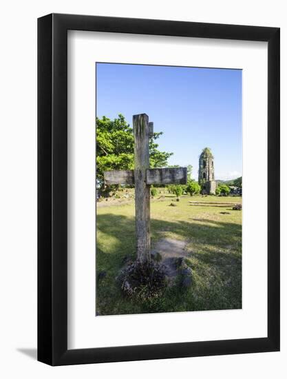 Christian Cross before the Cagsawa Church, Legaspi, Southern Luzon, Philippines-Michael Runkel-Framed Photographic Print