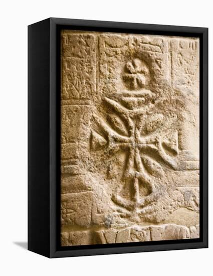 Christian Cross on a Wall Inside Philae Temple, Aswan, Egypt-Dave Bartruff-Framed Premier Image Canvas