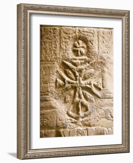 Christian Cross on a Wall Inside Philae Temple, Aswan, Egypt-Dave Bartruff-Framed Photographic Print