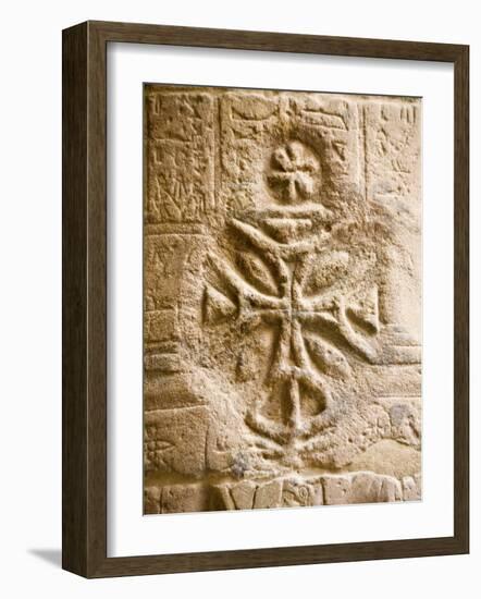 Christian Cross on a Wall Inside Philae Temple, Aswan, Egypt-Dave Bartruff-Framed Photographic Print