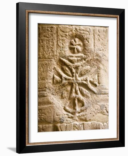 Christian Cross on a Wall Inside Philae Temple, Aswan, Egypt-Dave Bartruff-Framed Photographic Print