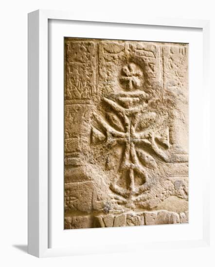 Christian Cross on a Wall Inside Philae Temple, Aswan, Egypt-Dave Bartruff-Framed Photographic Print