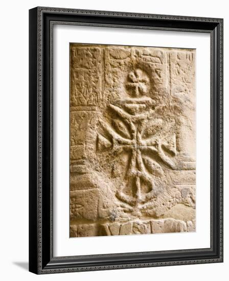 Christian Cross on a Wall Inside Philae Temple, Aswan, Egypt-Dave Bartruff-Framed Photographic Print