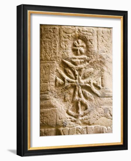 Christian Cross on a Wall Inside Philae Temple, Aswan, Egypt-Dave Bartruff-Framed Photographic Print